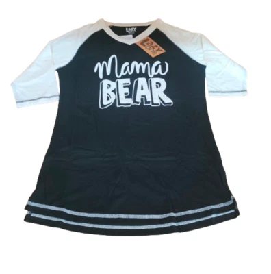 Lazyone Women Pyjama Tops PJ T-Shirts Nightshirt Sleepwear Cotton Mama Bear D190 - Image 1 of 3