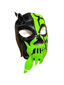 HALLOWEEN SKULL (pro-fit) Adult Lucha Libre Halloween Costume Mask - Black/Green - Picture 1 of 4
