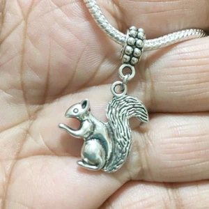 Antique Silver SQUIRREL Charm Fit Beaded Bracelet. - Picture 1 of 2