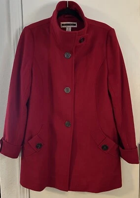Kristen Blake Womens Coat Size L Red  Australian Wool Blend Buttons - Image 1 of 4