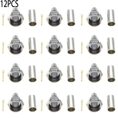 12Pcs F male Crimp RF Connector For LMR195 RG58 RG400 RG142 coaxial Cable 75ohm - Image 1 of 3