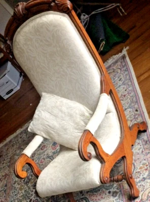 古董维多利亚雕刻“专利”客厅扶手椅,非常罕见 — 第 1/4 张图片