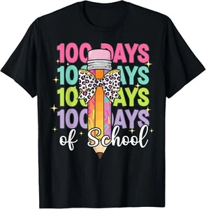 100 Days Of School Teacher 100th Day Of School Girls Kids Gift Unisex T-Shirt - Picture 1 of 4