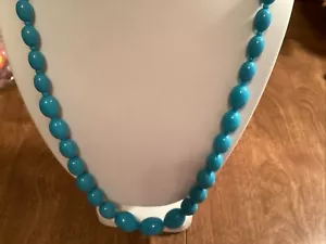 Vintage Lucite Robin Egg Blue Graduated Oval Necklace 23” - Picture 1 of 4