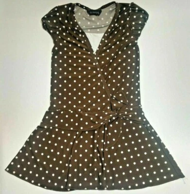 Bonito vestido informal claro primavera marrón punto blanco 6-6x marrón suave y blanco Foto 1 de 4