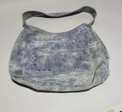 BOLSO DE HOMBRO MARCO BUGGIANI HECHO EN ITALIA PARA MUJER CUERO AZUL FORRO ROJO Foto 1 de 4
