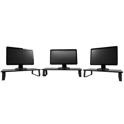 3x Single Monitor Riser Stands - 3 Computer Screen Desk Three Work Spaces Shelf - Image 1 of 4