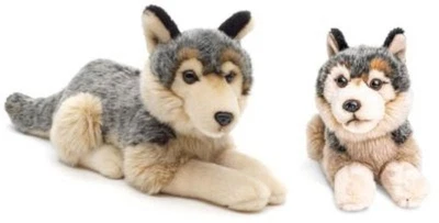 Grauwolf, liegend - 22 cm - Unitoys - Kuscheltier - Plüsch - Wolf - GPSR