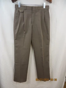 LANDS' END SZ 33X28 Polyest/Cotton Made USA Khaki Brown Men's Pants Trousers - Picture 1 of 21