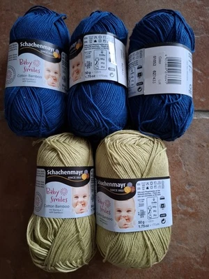 250g Schachenmayr Baby Smiles Cotton Bamboo Babywolle blau und gelb - Bild 1 von 4