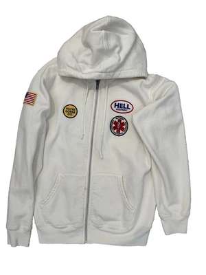 RARE Supreme x HYSTERIC GLAMOUR Hell Hysteric full zip patch hoodie in white L - Image 1 of 4