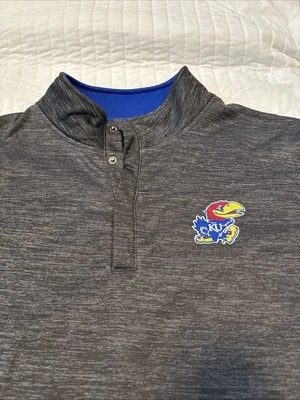 Kansas Jayhawks Colosseum Pullover Jacket Heather Grey 2XL New With Tags - Image 1 of 4