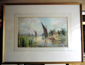 Lawrence Scantlebury (1882-1945) Norfolk Broads Wherry Gemälde, Norwich Circle - Bild 1 von 8