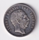 Münze Silber Sachsen 5 Mark 1875 Felder geglättet nsw-leipzig