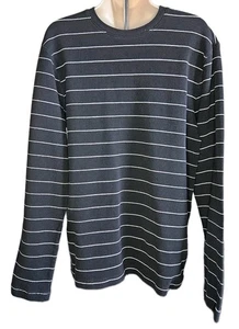 Banana Republic  Men's Black With White Stripes Long Sleeve Shirt Size Large  - Picture 1 of 12