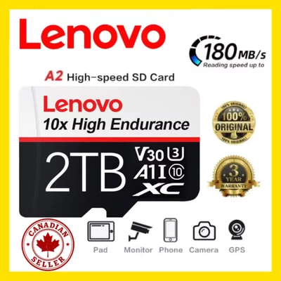 Lenovo Micro SD Storage Card 2TB 1TB 512GB 256GB 128GB TF Card Fast Speed V60 - Image 1 of 4