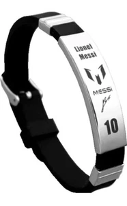 Pulsera Estrella Fútbol Messi10, Pulsera Tendencia Deportiva Silicona Acero Inoxidable - Imagen 1 de 3