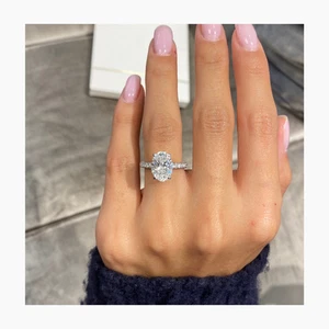 Diamond Ring Oval F VS1 IGI Cert 3.6 Carat Accented Labcreated 18K White Gold - Picture 1 of 15