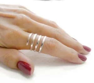 925 Sterling Silver Flat Coil Adjustable Women Ring Handmade Wire Spiral Ring - Picture 1 of 2