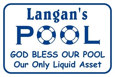 Letrero de piscina personalizado # 8 Dios bendiga nuestra piscina metal 12" x 18" hecho en EE. UU. Foto 1 de 2