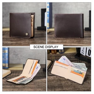 Contrast Color Design Bifold Men's Leather RFID Wallet Purse 6 Card Holder Gift - Picture 1 of 9