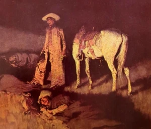Frederic Remington In From The Night Herd Western Art Bookplate Print 33 - Picture 1 of 4