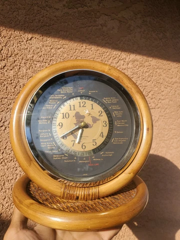 Vintage Wooden Lord King World Time Zone Mantel Clock Cover