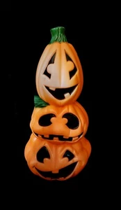 Vtg ๐ Halloween General Foam Lighted Totem Stack 3 Jack-O-Lantern Pumpkins Cord - Picture 1 of 17