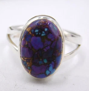 3.Gm 925 Plata de Ley Natural Morado Cobre Gema Turquesa Anillo 7US M2572 - Imagen 1 de 4