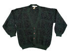 Vintage Mens Wool Blend XL Sweater Cardigan Black Green Made Italy Il Marinaio