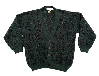Cárdigan Suéter XL Vintage Para Hombre Mezcla de Lana Negro Verde Hecho en Italia Il Marinaio Foto 1 de 4