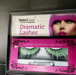 Select Lash Dramatic lashes Green Black 1 Set with Eyelash Glue Light Weight - Picture 1 of 3