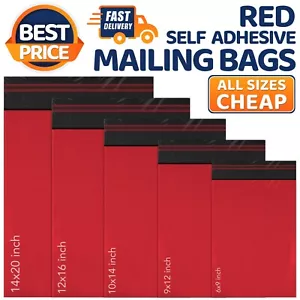 More details for strong mailing bags poly postage post postal bags mail self seal red  all sizes