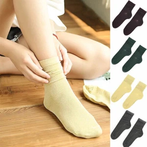 Glitter Socks Casual Socks Silver Shiny Socks Women Autumn Winter Retro - Picture 1 of 14