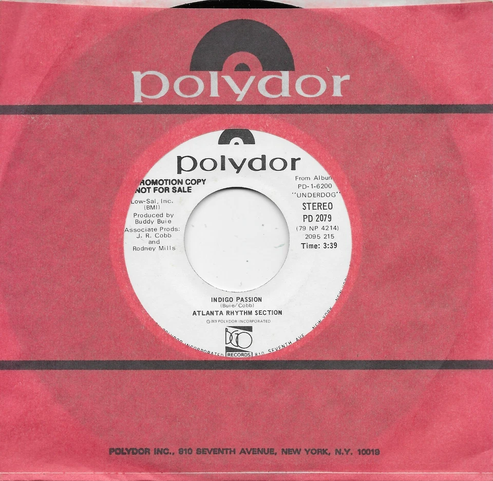 ATLANTA RHYTHM SECTION  Indigo Passion  rare promo 45 from 1979 - Image 1 of 1