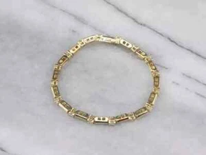 14K Yellow Gold Plated 4Ct Diamond Round Cut Lab Created Women's Tennis Bracelet - Picture 1 of 6