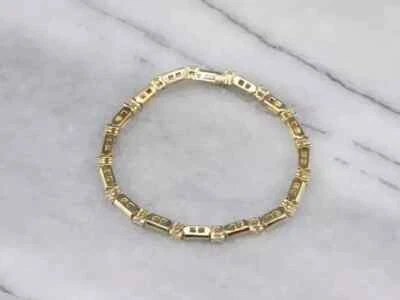 14K Yellow Gold Plated Round Cut Lab Created Diamond Women's Tennis Bracelet - Image 1 of 4