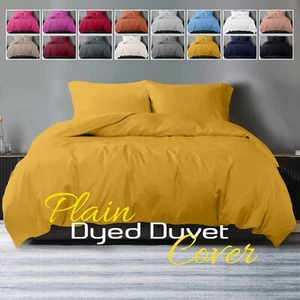 Duvet Cover 3 Piece Quilt Covers Plain Bedding Set Single Double Super King Size - Picture 1 of 65