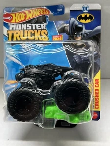 2024 Hot Wheels Monster Trucks DC BATMAN Batmobile Armored Car With Crushed Car - Picture 1 of 6
