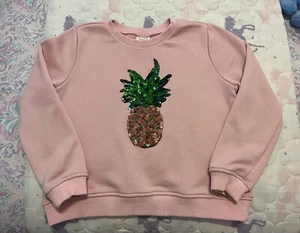 English Factory Girls Sequin Pineapple Sweatshirt Size 7/8 Pink Pullover Top - Picture 1 of 6