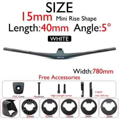 Ultralight Carbon Handlebar XC MTB Bicycle Ntegrated Cockpit Handlebar 740-780mm - Image 1 of 4