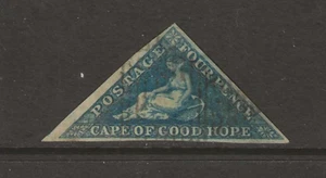Cape of Good Hope Scott #2 used 4p blue paper "Hope Seated" big margins light ca - Picture 1 of 2