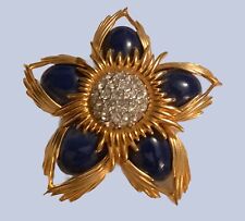 Vintage Joan Rivers Enamel & Rhinestone Flower Pin