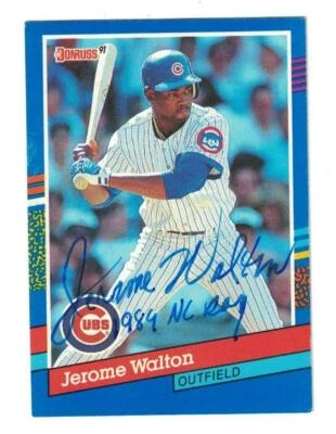 Jerome Walton Signed Autographed 1991 Donruss Card Chicago Cubs ROY 1989 - Image 1 of 2