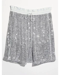 NEW Free People My Way Sequin Harem Shorts In Silver sz S Z535-43 - Picture 1 of 3