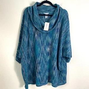 NEW $64 Catherines Womens Plus 2X Cowl Neck Knit Top Metallic 3/4 Sleeve Shirt - Picture 1 of 8