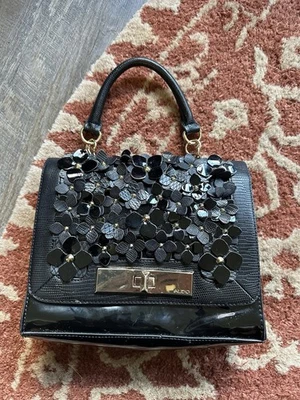 Aldo 3D черный цветочный патент искусственной кожи Дамская сумка сумочка золото оборудование сумка - Изображение 1 из 4