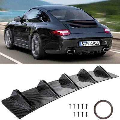 For Porsche 911 Car Rear Bumper Diffuser Lip Spoiler Splitter Body Kit Carbon Foto 1 de 4