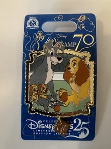 NUEVO - Prendedor Dama y Vagabundo Parques Disney 70 Aniversario 2025 Dama Vagabundo Cachorros Pin - Imagen 1 de 1