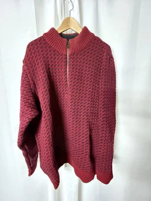 Vintage Men’s L.L. Bean Sweater 1/4  Zipper Tab Birdseye Red XXL Husky Norway - Image 1 of 4